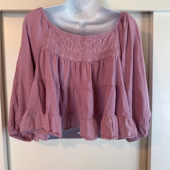 Lucky Brand Dusty Pink Smocked Boho Top - Picture 3 of 7